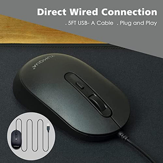M104 Wired Computer Mouse 3 Pack, Silent Optical USB Corded Mouse Mice Bulk for Laptop PC Chromebook, Black